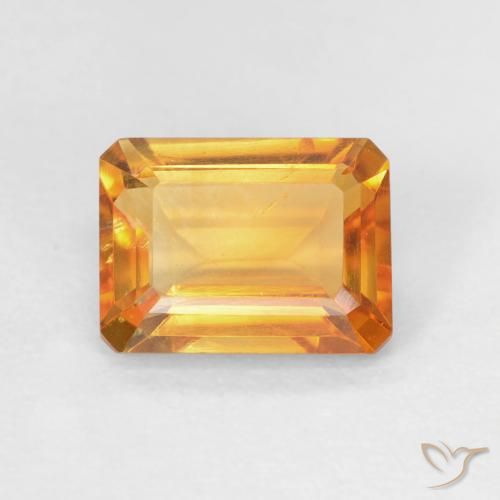 1.50ct 天然 深橙色-金色 黄水晶, 祖母绿式切割, VVS-VS