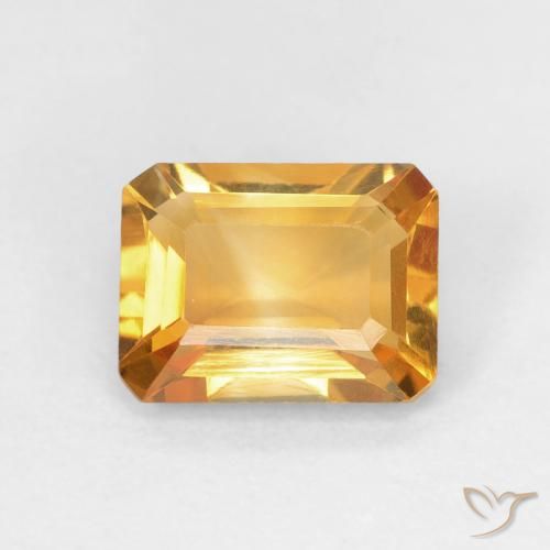 1.40ct 天然 深橙色-金色 黄水晶, 祖母绿式切割, VVS