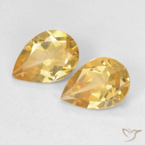 1.12ctw 天然 浅橙色-金色 黄水晶, 梨形, VVS