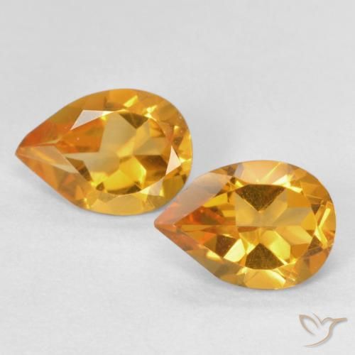 1.21ctw 天然 中橙 黄水晶, 梨形, VVS