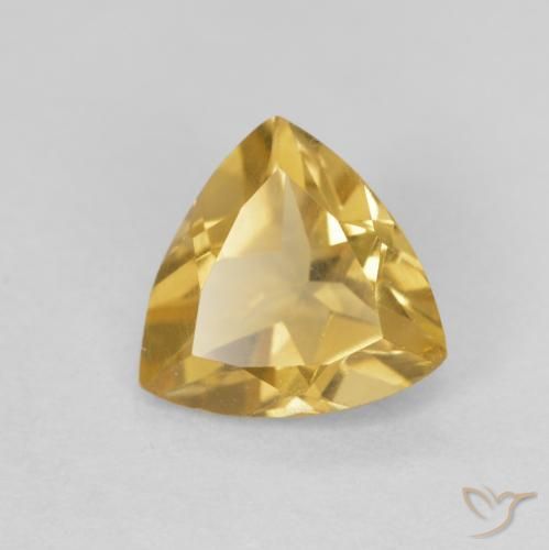 0.96克拉天然黄水晶，胖三角形，VVS-VS