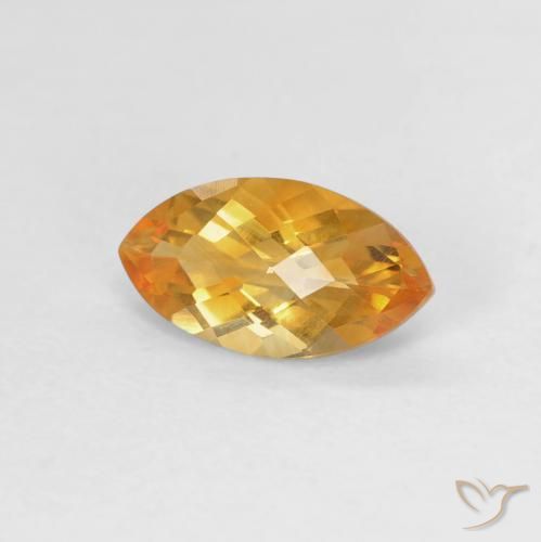 0.87ct 天然 深橙金 黄水晶, 榄尖形, VVS-VS