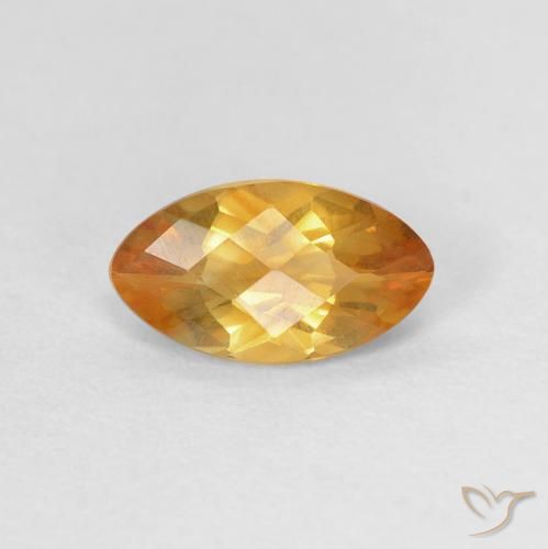 0.87ct 天然 深橙色-金色 黄水晶, 榄尖形, VVS-VS