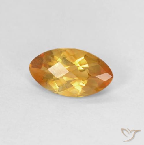 0.87克拉天然黄水晶，榄尖形，VVS-VS