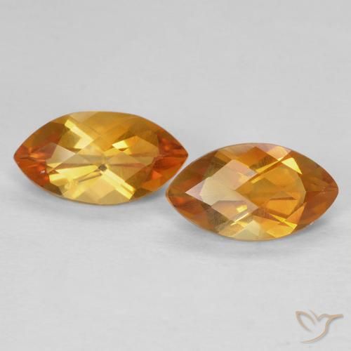 1.77ctw 天然 深橙色-金色 黄水晶, 榄尖形, VS