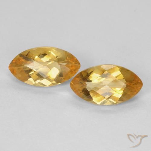 1.80ctw 天然 Medium Light Orange-Gold 黄水晶, 榄尖形, VS