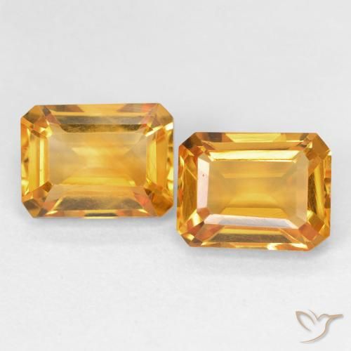 3.17ctw 天然 Medium Light Orange-Gold 黄水晶, 祖母绿式切割, VVS