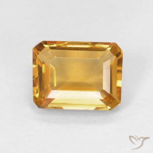 1.42ct 天然 中橙金 黄水晶, 祖母绿式切割, VVS