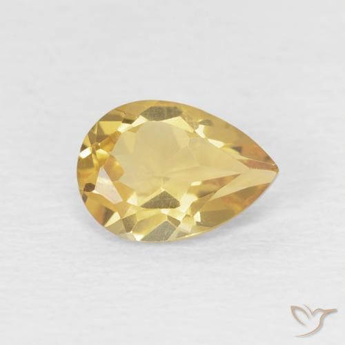 0.67克拉天然黄水晶，梨形，VVS