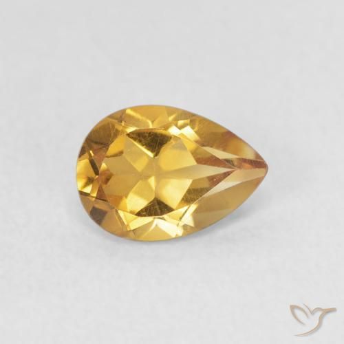 0.64克拉天然黄水晶，梨形，VVS