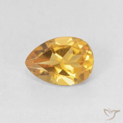 0.70ct 天然 Medium Light-Golden 黄水晶, 梨形, VVS