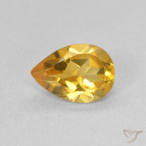 0.60ct 天然 金色 黄水晶, 梨形, VVS