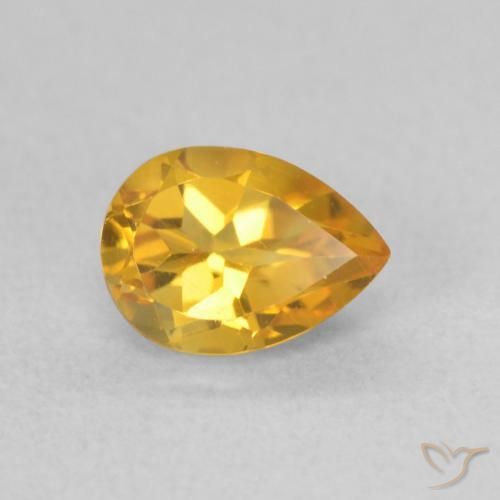 0.76克拉天然黄水晶，梨形，VVS