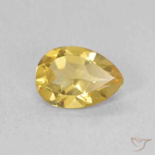 0.63克拉天然黄水晶，梨形，VVS-VS