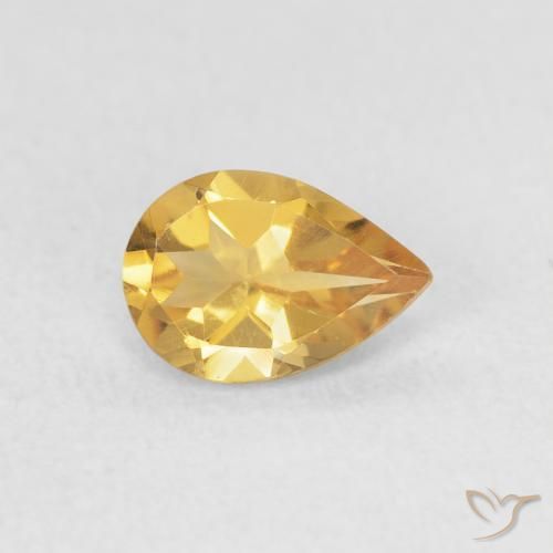 0.58克拉天然黄水晶，梨形，VVS