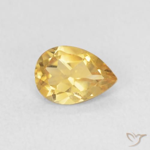 0.64克拉天然黄水晶，梨形，VVS