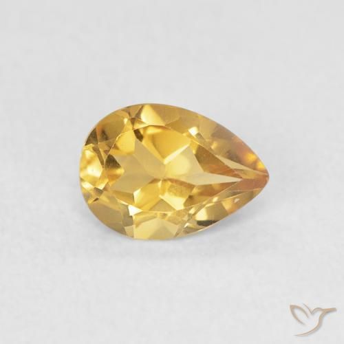 0.65ct 天然 中金 黄水晶, 梨形, VVS
