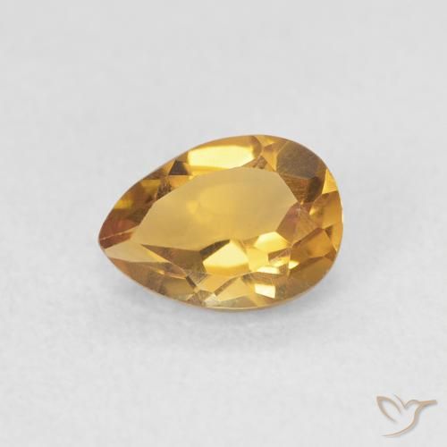 0.72ct 天然 Medium Light-Golden 黄水晶, 梨形, VVS