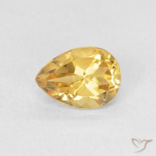 0.77ct 天然 金色 黄水晶, 梨形, VVS