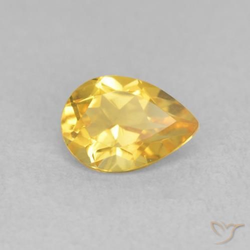0.68克拉天然黄水晶，梨形，VVS