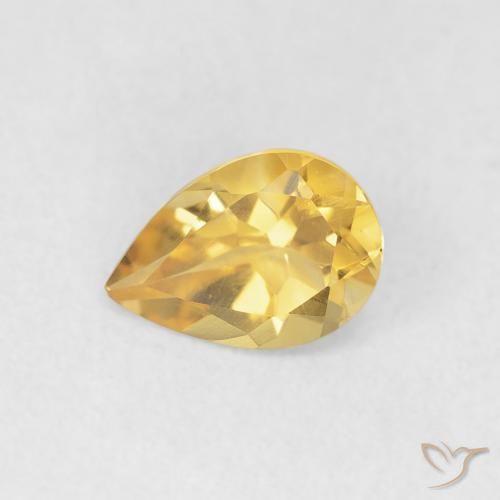 0.61ct 天然 金色 黄水晶, 梨形, VVS