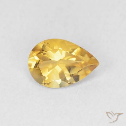 0.61克拉天然黄水晶，梨形，VVS