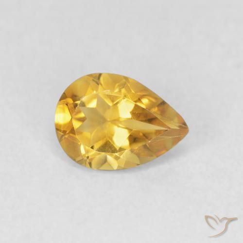 0.62克拉天然黄水晶，梨形，VVS