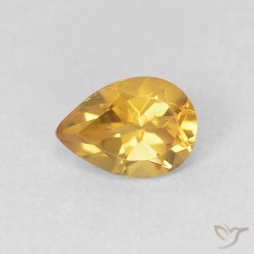 0.70ct 天然 金色 黄水晶, 梨形, VVS