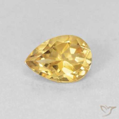 0.76ct 天然 金色 黄水晶, 梨形, VVS