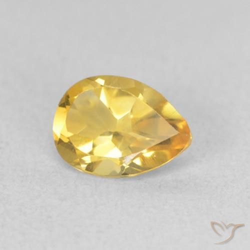 0.67克拉天然黄水晶，梨形，VVS-VS
