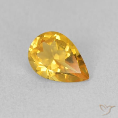 0.59克拉天然黄水晶，梨形，VVS-VS