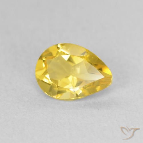 0.61克拉天然黄水晶，梨形，VVS-VS