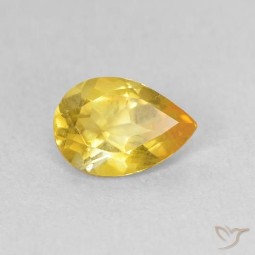 0.60克拉天然黄水晶，梨形，VS