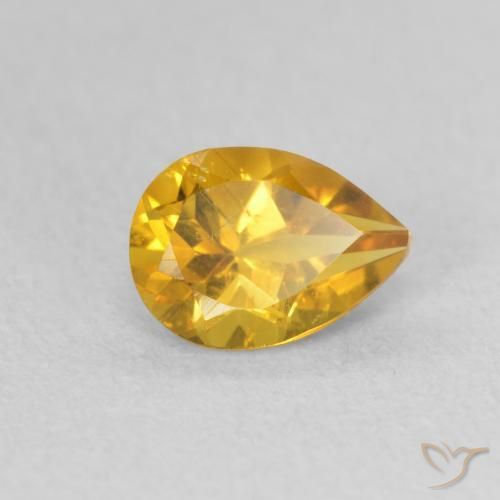 0.73克拉天然黄水晶，梨形，VS