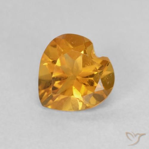 0.65ct 天然 深橙色-金色 黄水晶, 心形, VVS