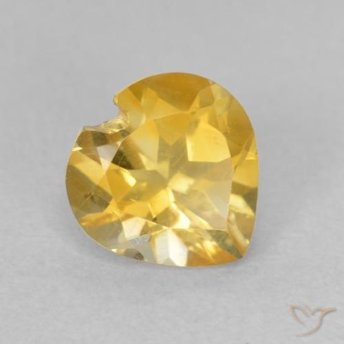 0.80克拉天然黄水晶，心形，VVS-VS