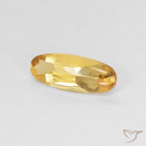 0.89克拉天然黄水晶，椭圆形，透明