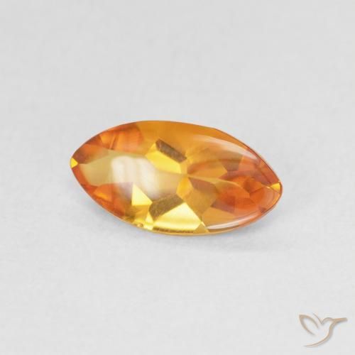 0.79克拉天然黄水晶，榄尖形，透明