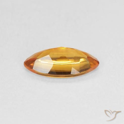0.79克拉天然黄水晶，榄尖形，透明