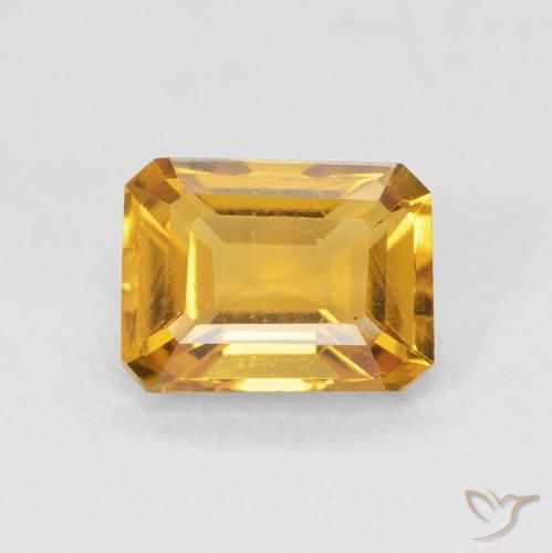 1.58ct 天然 Medium Light Orange-Gold 黄水晶, 祖母绿式切割, VVS