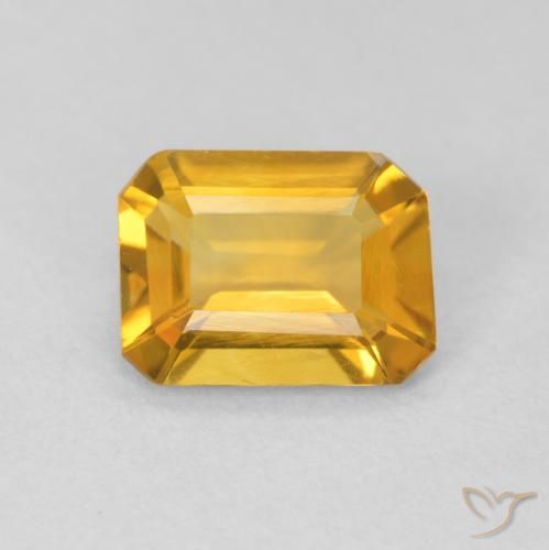 1.13ct 天然 Medium Light Orange-Gold 黄水晶, 祖母绿式切割, VVS-VS