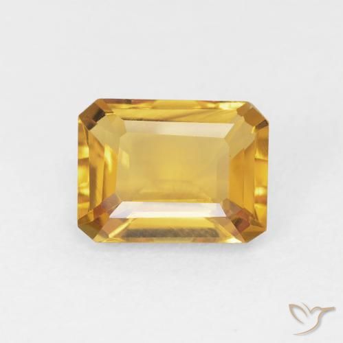 1.44ct 天然 Medium Light Orange-Gold 黄水晶, 祖母绿式切割, VVS-VS