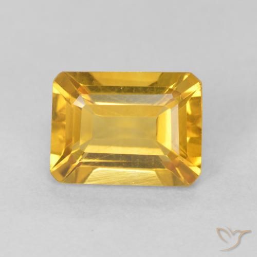 1.47ct 天然 亮金 黄水晶, 祖母绿式切割, VVS