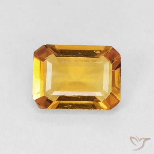1.23ct 天然 Medium Light Orange-Gold 黄水晶, 祖母绿式切割, VVS-VS