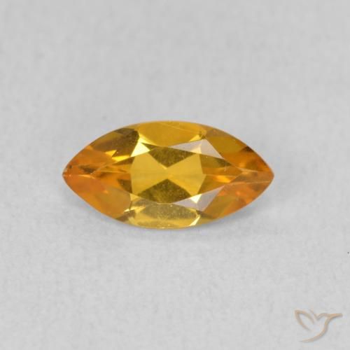 0.45ct 天然 金橙色 黄水晶, 榄尖形, VVS