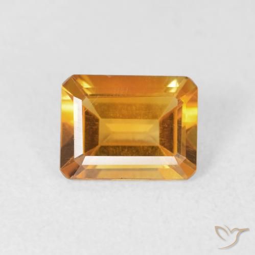 1.23ct 天然 深橙色-金色 黄水晶, 祖母绿式切割, VVS-VS