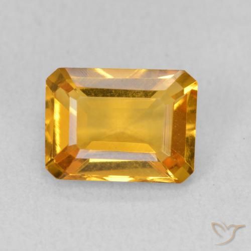 1.42ct 天然 中橙金 黄水晶, 祖母绿式切割, VVS