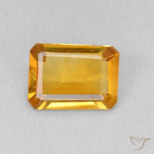 0.93ct 天然 深橙金 黄水晶, 祖母绿式切割, VVS
