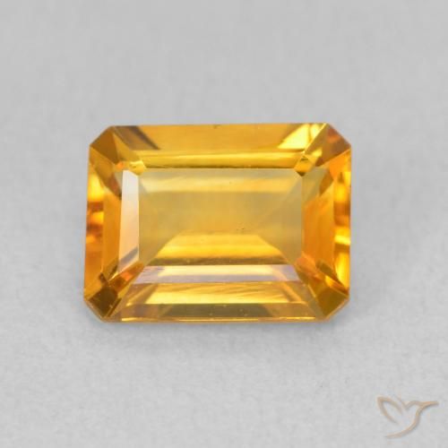 1.42ct 天然 深橙金 黄水晶, 祖母绿式切割, VVS