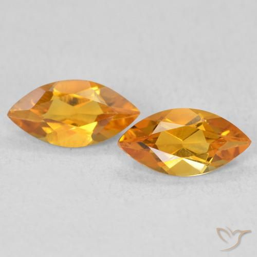 0.96ctw 天然 深橙金 黄水晶, 榄尖形, VS